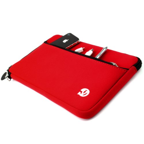 Vangoddy Neopren Stoßfest Tragetasche Carrying Case für Asus EeePad Transformer TF101 Apple IPAD Tablet-PC Samsung Galaxy Tab WiFi Tablet Acer Iconia Tab Archos 10.1 Internet Tablet HP Touchpad Motorola Xoom Tablet ViewSonic ViewPad Toshiba Folio Media Tablet Creative Ziio Tablet and other 10 Zoll Tablets (25,9 cm (10,2 Zoll)) (Rot) - 4