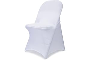 Babenest Spandex Folding Chair Covers: 50 Pieces Upgraded Universal Washable Chair Protector for Weddings, Holidays, Banquets, Parties and Celebrations Standard White