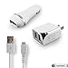 Produktbild 3 in 1 Micro Ladegeräte USB Bundle Kit Auto für LG G3 LTE-A/G3 Prime/G3 Cat. 6 (weiß) 2,1 Ah KFZ-Ladegerät + Home Travel AC Ladegerät ADAPTER (Dual Port) + Ladekabel USB (mit Kordel 6 m) + Mini Eingabestift mynetdeals