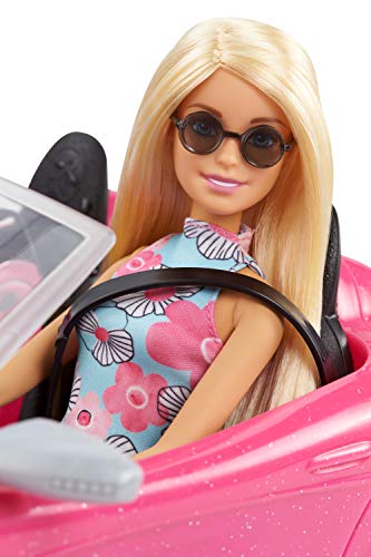 Barbie FPR57 - Puppe und Cabrio Auto in pink, Puppen und Puppenzubehör Spielzeug ab 3 Jahren - 3