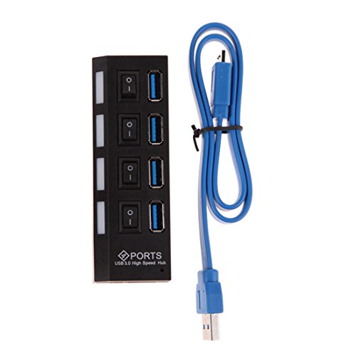 High-Speed Datenübertragung USB 3.0 Hub 4 Port Ports Splitter Ac Power Adapter mit Ein / Aus Schalter und LEDs Hot Plugin Plug & Play für PC Laptop, Computer Windows MAC, IPhone 7, LG, IPad, Samsung Macbook Pro Laptop Iphone Ipad Datenübertragung Aufrechtzuerhalten Farbe: schwarz