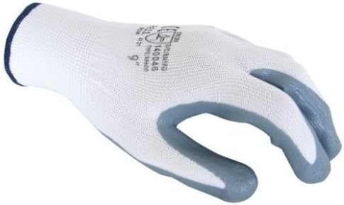 24 Pairs Nitrile Work Gloves Grey/White Liner Glove 13g - Range of Sizes (L)