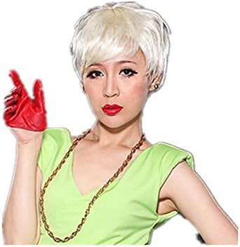 Meydlee Wig GHOPS Capless Sexy Short High Quality Synthetic Curly Pure White Hair Wig