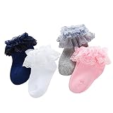 G-Kids 4 Pack Baby Socken Mädchen Spitzen Socken Kleinkinder Baumwolle knochenlose Prinzessin Socken (6-12 Monate)