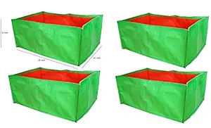 Cocogarden Plastic Green Grow Bags 18X12x9(Pack of 4)