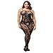 Price comparison product image Ciimii Crotchless Bodystocking Plus Size Open Crotch Lingerie (Black)