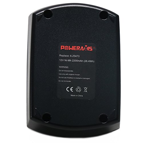 POWERAXIS 12V 2200mAh NiMH Ersatzakku für Metabo 6.25473, 6.25474 Air-Cooled, BS 12 SP, BSZ 12, BSZ 12 Impuls - 2