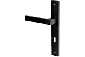 ALSTEN TECH Türgriff Türbeschlag Set Drückergarnitur L 72 BB Buntbart für Innentüren Zimmertüren Schwarz Matt Langschildgarnitur Türklinke PZ WC