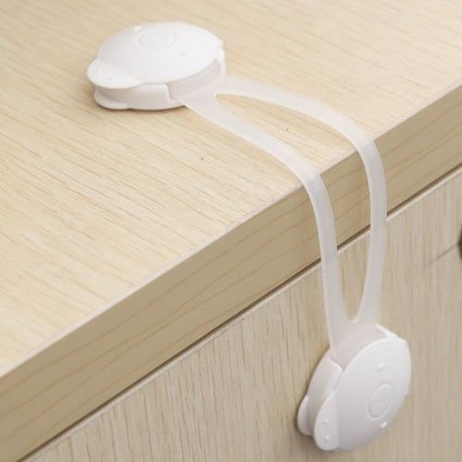 Child Safety Protective Device Baby Lock for Cabinet Drawers Doors Oven Safety Lock Latch (M, White)