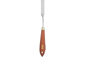 sourcing map Palette Knife Painting Tool 2.56" x 0.51" Stainless Steel Teardrop Blade 8.27" Length Spatula Painting Pallet Knives with Hole Beech Wood Handle for Oil Acrylic Canvas, Red/Silver