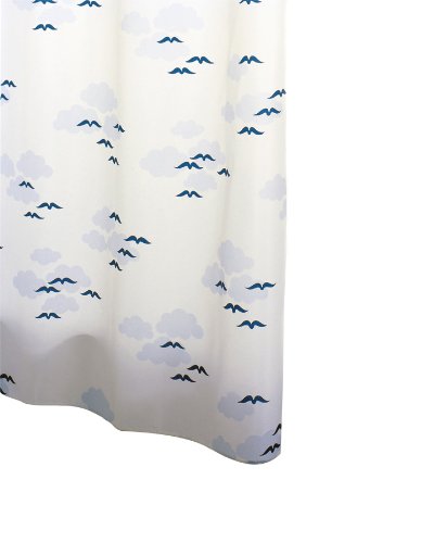Ridder 464630-350 Duschvorhang Textil ca. 240 x 180 cm, Helgoland blau inklusive Ringe