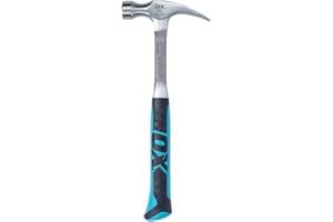 OX TOOLS OX OX-P082920 Straight Rip Claw Hammer 20 oz with Non-slip Handle - Precision Balanced Hammer Tool Ideal for Carpenters and Electricians, Multi-colour
