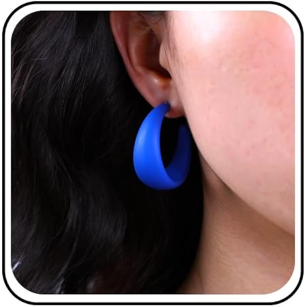 Boucles D'oreilles Vintage Bleu Nuit - Style Rétro Fantaisie - Occasion En Bon état
