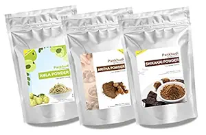 Pankhudi Amla + Aritha + Shikakai Powder Combo Pack for Hair Care/Hair Wash, Cleansing & Hair Conditioning - 100 Gm (Pack of 3)