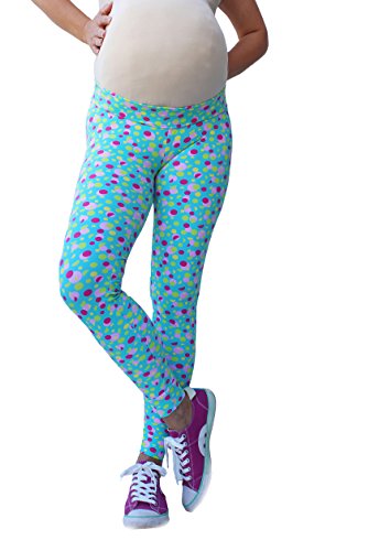Maternity Dot Leggings, Under bump Maternity Leggings, No See Through Maternity , Yoga Leggings (L)