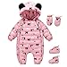 Produktbild Cooljun Baby Winterjacke, Infant Baby Mädchen Jungen mit Kapuze Puffer Jacke Overall Winter Warm Schneeanzug Mantel Spielanzug Weihnachten Outwear (12-18Monate / 85-90CM, Rosa)