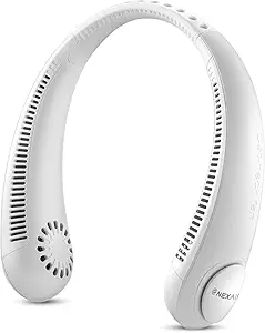 YOGIMOONI Portable Neck Fan, Hands Free Bladeless Fan, 1800 mAh Battery Wearable Personal Fan, Leafless, Rechargeable, Headphone Design, USB Powered Desk Fan,3 Speed (1800 mAH Battery (White))