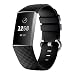Produktbild MuSheng Armband für Fitbit Charge 3, Weich Silikon Ersatz Band Uhrenband Fitness Armband Verstellbares Mode Strap für Fitbit Charge 3 (Schwarz)