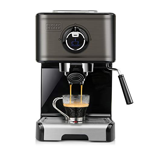 Black+Decker BXCO1200E Machine Expresso, Acier inoxidable, Noir