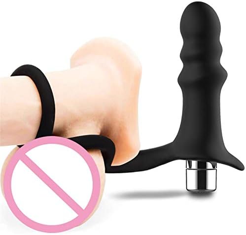 Dual Penetrator Anal Vibrator Delayed Ejaculation Strap on Penis Ring G-Point Vibrator Prostate Massager Butt Plug Sex Toys with 7 Mode for Men and Couples