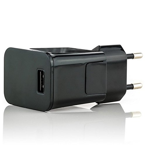 Saxonia USB Ladegerät + 1m USB Kabel Wand Ladeadapter Reise Adapter 2A / 5V für Smartphone Tablet und andere USB-ladende Geräte Schwarz - 3