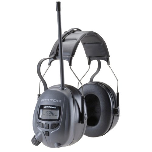 Original 3M PELTOR Optime 5, 29db Digital Radio Gehörschutz Kopfhörer mit MP3 Anschluss + Gürtelclip und 4x Varta Batterien - 3