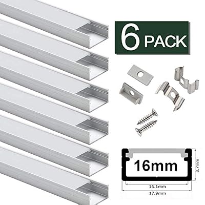 StarlandLed Canal LED en aluminium large,Profil en aluminium StarlandLed 6-Pack avec accessoires de montage complets pour bande LED jusqu'à 16mm, Parfaitement adapté aux bandes Philips Hue LightStrip Plus