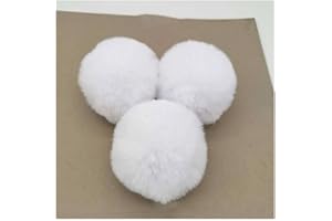 BrightGlow Kunstfell Pompon 8cm Weiche Pompons zum Basteln Groß Pom Pom Bälle Fellbommel Kunstfell-Pom-Poms DIY Pom Pom Bälle Kaninchenfell Bommel für Mützen Beanies Tasche Weiß 10 Stück
