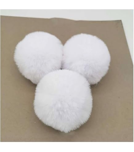PATIKIL Pompons En Fausse Fourrure Pour Chapeaux, 30 Pièces De Boules De Pompons Moelleuses Et Douces Avec Boucle Élastique Pour Porte-Clés, Tricot De Chapeaux, Écharpes, Gants, Blanc