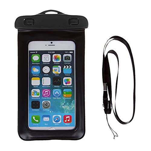 Preisvergleich Produktbild Jamicy® 2PCS wasserdichte Handyhülle, Smartphone Hülle Wasserdicht Cover mit Umhängeband für iPhone X / 8 Plus / 8, Samsung Galaxy S9 / S8 Plus, Note 9 / 8, Moto & mehr (Schwarz)