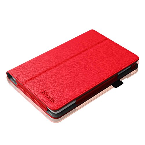 Fintie Odys Junior Tab 8 Pro Hülle Case – Slim Fit Folio Kunstleder Schutzhülle Cover Tasche mit Ständerfunktion und Stylus-Halterung für Odys Junior Tab 8 Pro 20,3cm (8 Zoll) Tablet-PC, Rot - 8