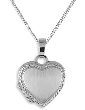 Medaillon 925 Silber Herz zum öffnen für Bildereinlage/ 2 Fotos Amulett verziert. Von Haus der Herzen®