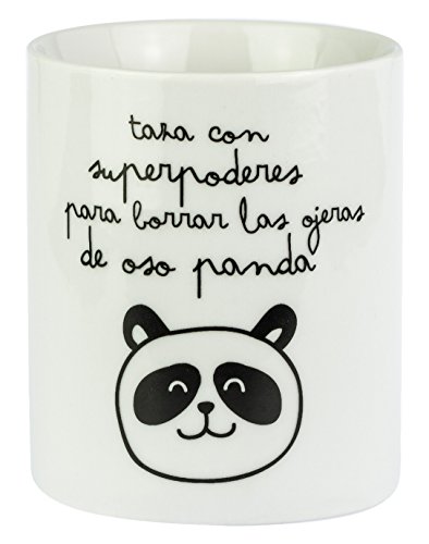 Mr. Wonderful Taza Superpoderes para borrar Las ojeras de Oso Panda, Porcelana, 7 cm