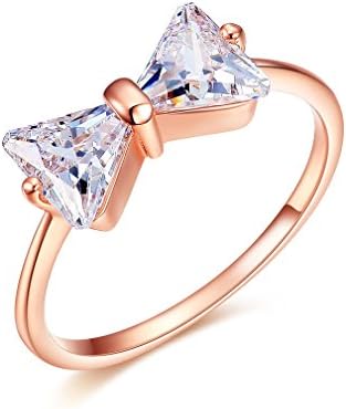 Waterlucy 18k Rose Gold Plated Cute Butterfly Bowknot Ring for Women‘s Jewelry, Size 0.5M