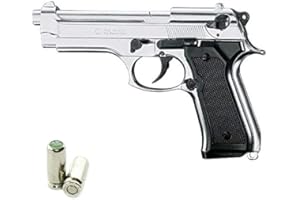 BRUNI GUNS Pistola SCACCIACANI, A Salve, in Metallo Auto Beretta 92 8 MM NIKEL (BR-1300N)