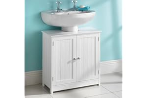 elitezotec WHITE UNDER SINK UNDER BASIN BATHROOM CABINET STORAGE CUPBOARD WOODEN FURNITURE