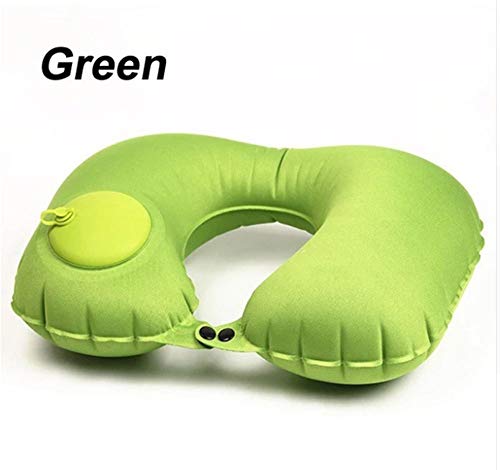 Preisvergleich Produktbild HYXNM Reisekissen - Premium Soft U-Pillow - Tragbares, automatisch aufblasbares Auto-Flugzeug-Nackenkissen - Geeignet für Home-Office-Reisenackenkissen (Color : Green, Size : 40cm*28cm)