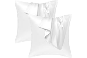 ‎SEIWOHL Seiwohl Satin Kissenbezug 40x40 2er Set, Weich wie Seidenkissenbezug Silk Pillowcase, Vegane Seide Kopfkissenbezug Kissenhülle Seidenkopfkissen Kopfkissen bezug für Haar und Haut, Elfenbeinweiß