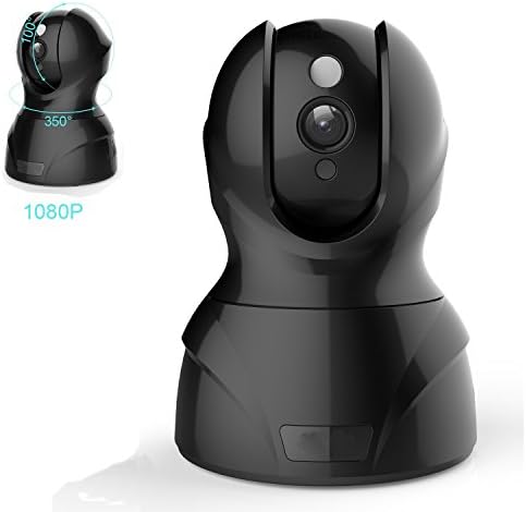 1080P Wlan IP Camera, Wireless Home Security Camera, WiFi Surveillance Security System Video Recording Dome Camera, Monitor for Baby &amp; Pet (1080P, Black), - Topgio