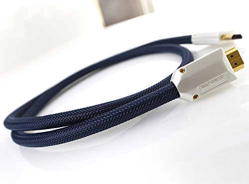 Ricable Supreme F1 – 1 Meter – Kabel HDMI 2.0 High Speed 3D bescheinigt mit Ethernet entworfen für den Durchlauf in Kanäle und Wellblech mit abnehmbaren Verbinder und Bandweite 29 Gbps. Hi-End Qualität für den AV HD Anschluss mit 24 AWG OCC einkristallin Kupferleiter und vergoldeten abgeschirmten Verbinder. Italienisches Design und Lebenszeitgarantie on-Site - 4