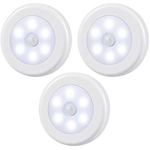Oria Bewegungssensor Licht, 6LED Bewegungsmelder Nachtlicht mit Magnetischem, Auto ON/OFF Licht, Batteriebetrieben Treppen, Schrank Licht für Flur, Badezimmer, Schlafzimmer, Küche, etc - Reines Weiß