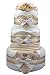 New Beige & White 3 tier Teddy Bear nappy cake - Baby Unisex maternity shower gift / present