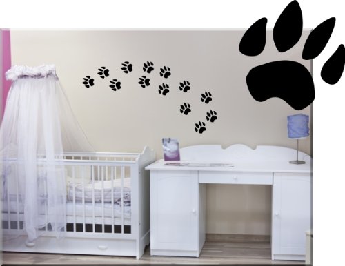 39 Pfoten 4x4cm – Wandaufkleber, Autoaufkleber Set, schwarz - 2