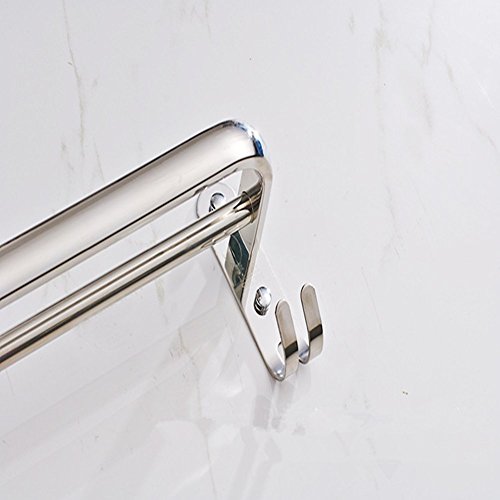 Aothpher Wand montiert 304 Edelstahl Badezimmer Handtuch Bar, Handtuch Rack mit Aufhänger, Edelstahl, doppelt, 50 cm - 4