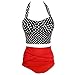 Tailloday Retro Vintage High Waisted 2 Pieces Bikini Swimwear Swimsuits Large Polka
