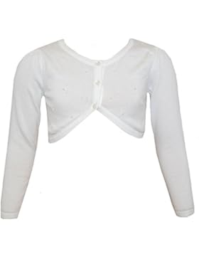 Strickbolero/Strickjacke für Kommunion mit Perlen schneeweiß