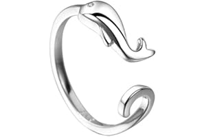 IMINI Anillo de plata de ley S925 con forma de ballena, anillo de compromiso y cola abierta, para regalo de cumpleaños, mujeres, adolescentes, niñas, hija, hermana BFF