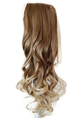 24" & 100g Hair Piece Clip In Pony Tail Extension Very LONG & SEXY Curled Wavy Heat-Resisting (blonde mix #25T613(HC5a))
