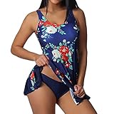 Moserian Damen Bademode Plus Size Floral Tankini Swimjupmsuit Badeanzug Beachwear Gepolsterte Badebekleidung