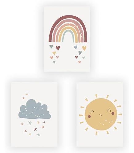 JEYORZY Set Di 3 Poster Arcobaleno,Quadri Cameretta Bambino Post - 5